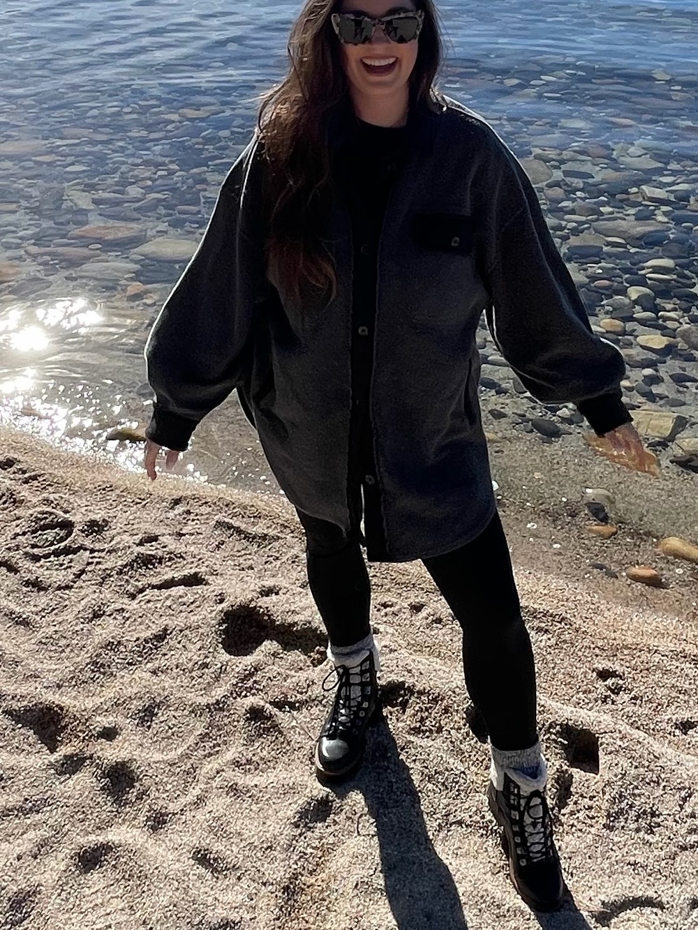 Free People Charcoal Gray Teddy Jacket